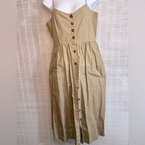 Cotton Button up Summer dress Beige Large